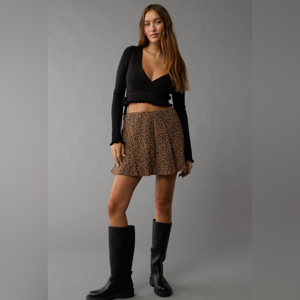 AMERICAN EAGLE | leopard mini slip skirt